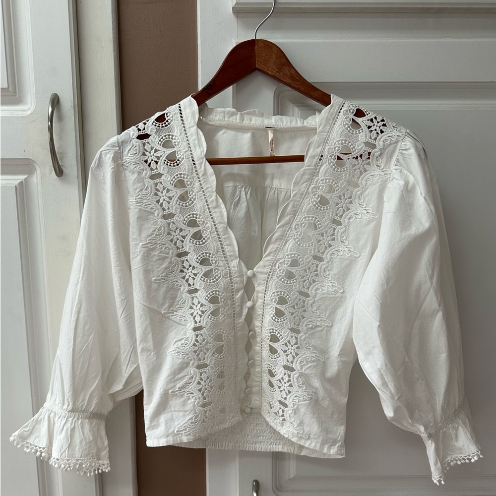 Free People cropped lace blouse